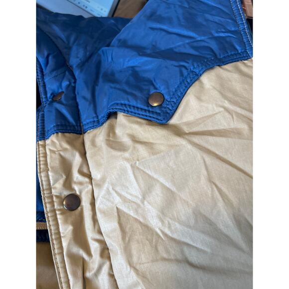 Natural High Down Outerwear Vintage Down Puffer Blue Tan Large - Picture 8 of 8